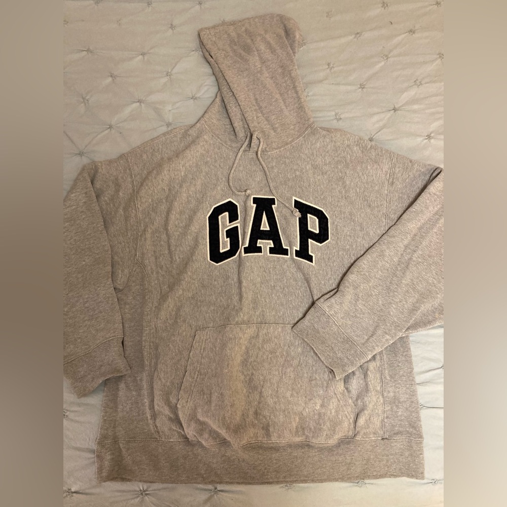 Gap hoodie. Grey with navy blue logo